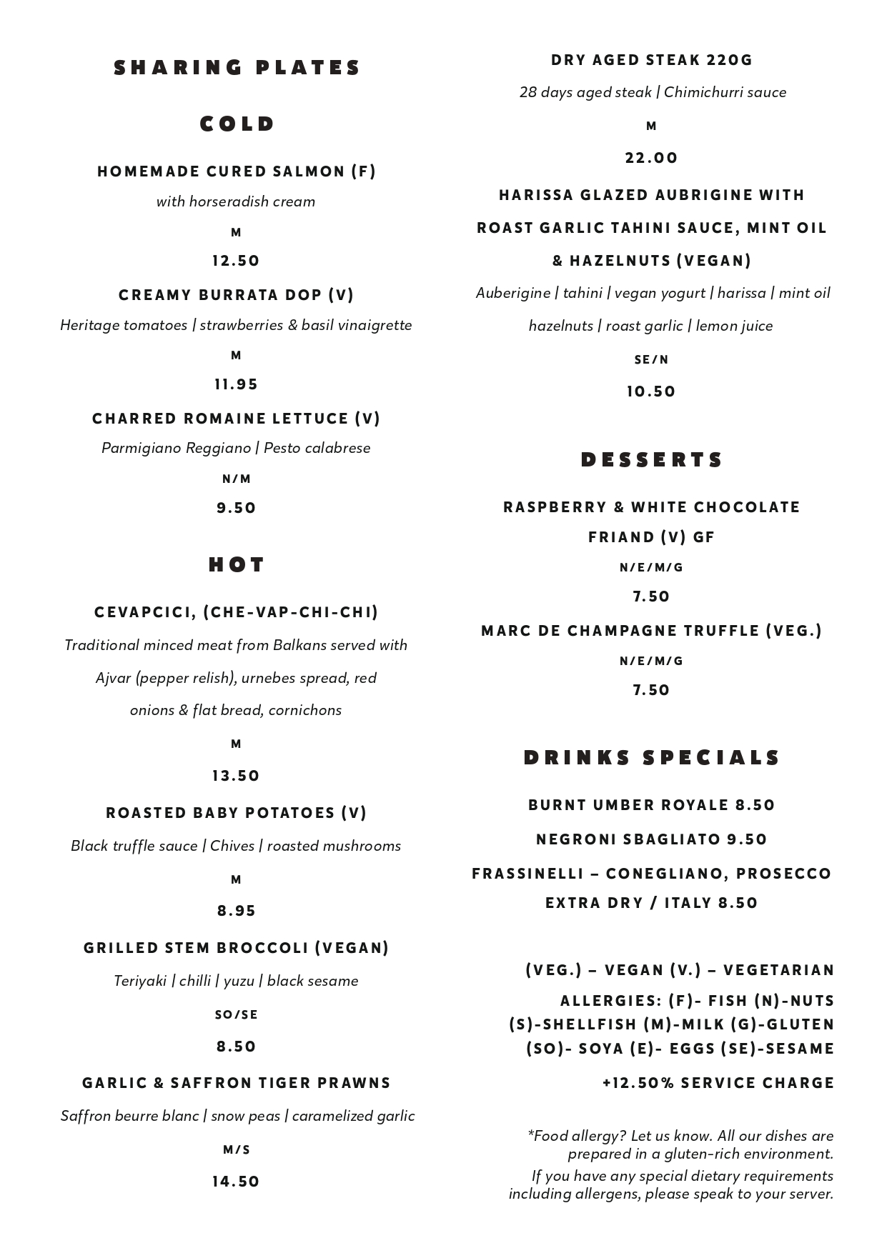 Burnt Umber Brasserie Valentine's Day Menu: Dinner 2